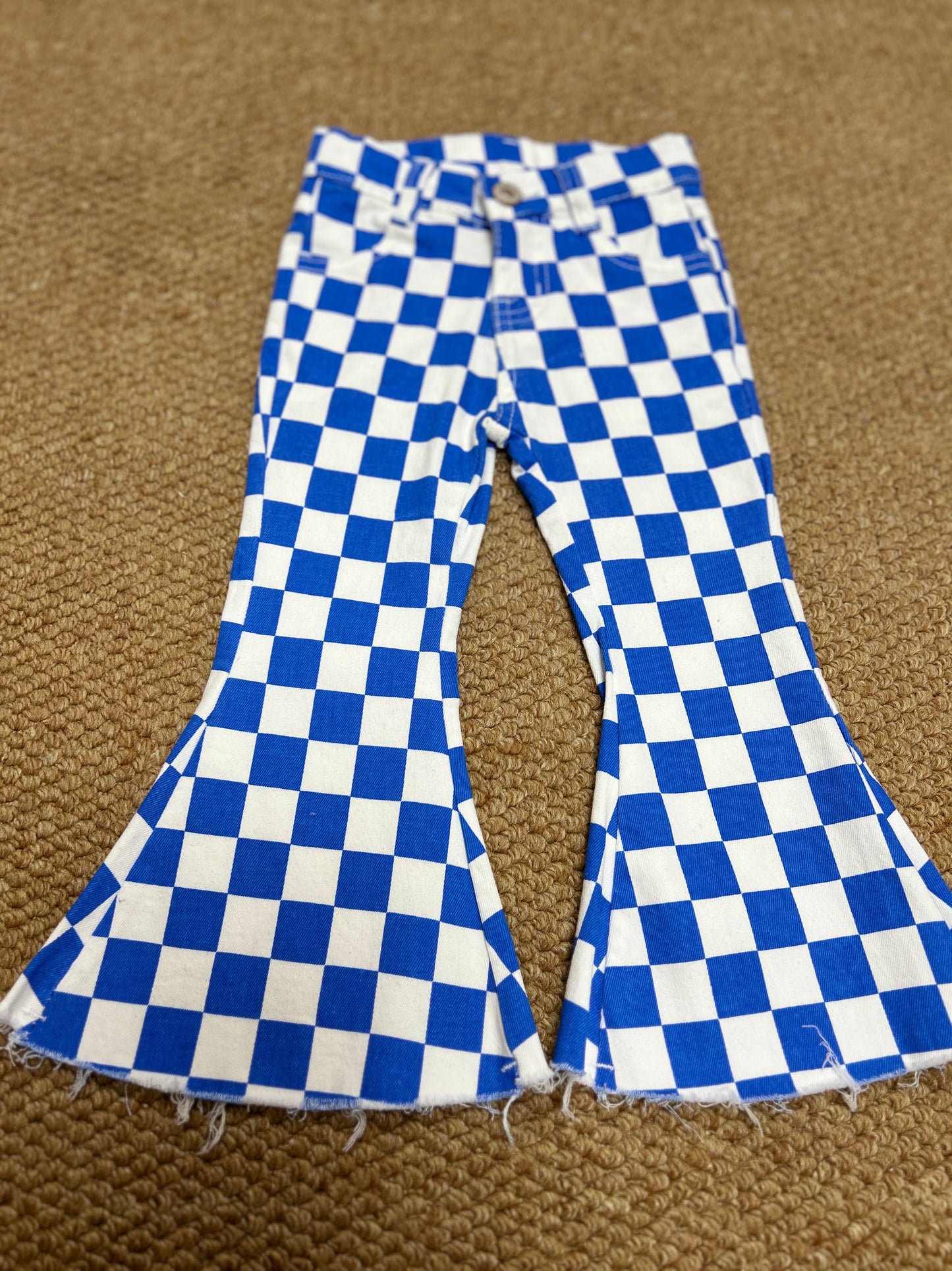 colorful checkered girls jeans RTS sibling clothes