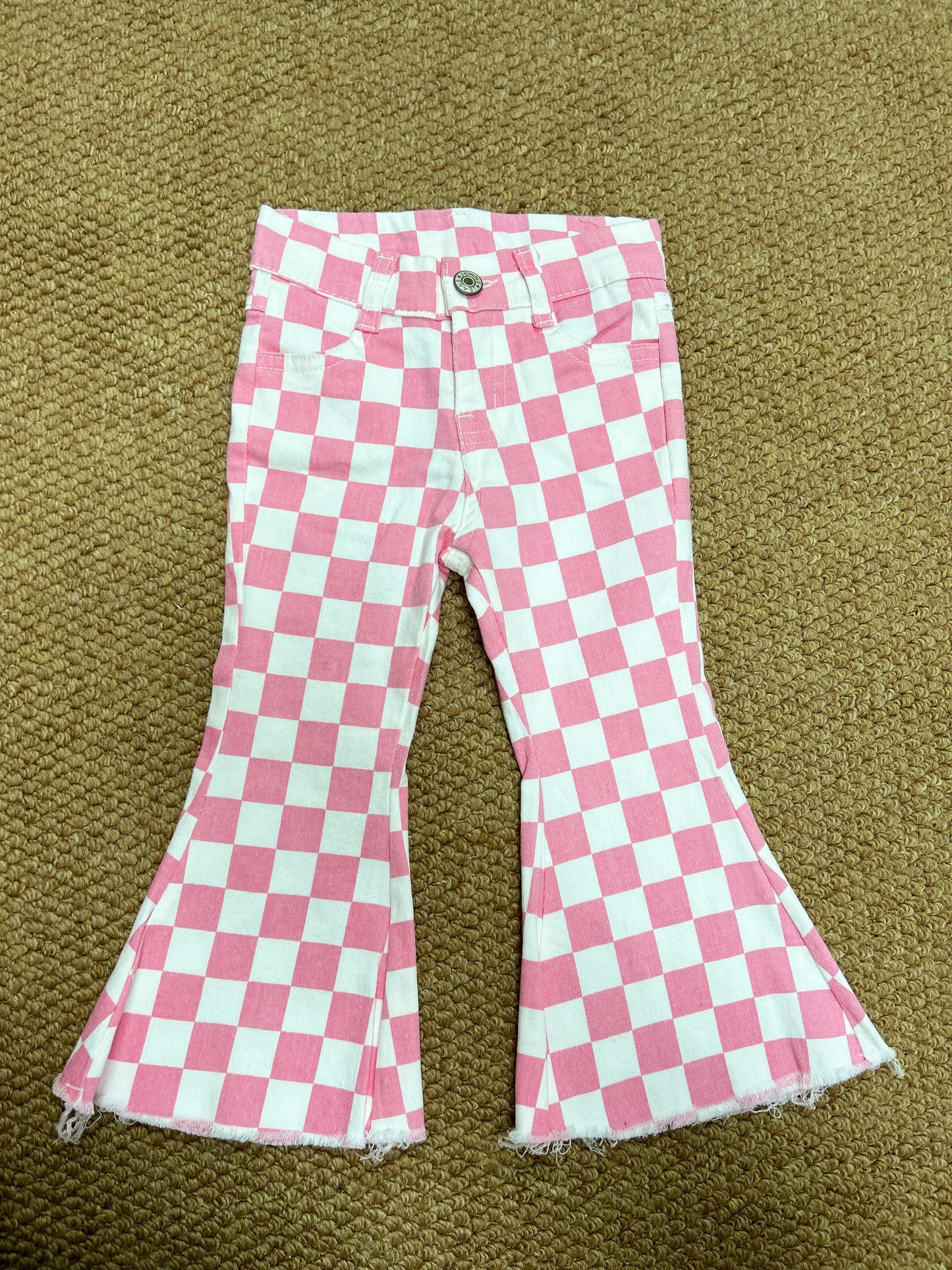 colorful checkered girls jeans RTS sibling clothes