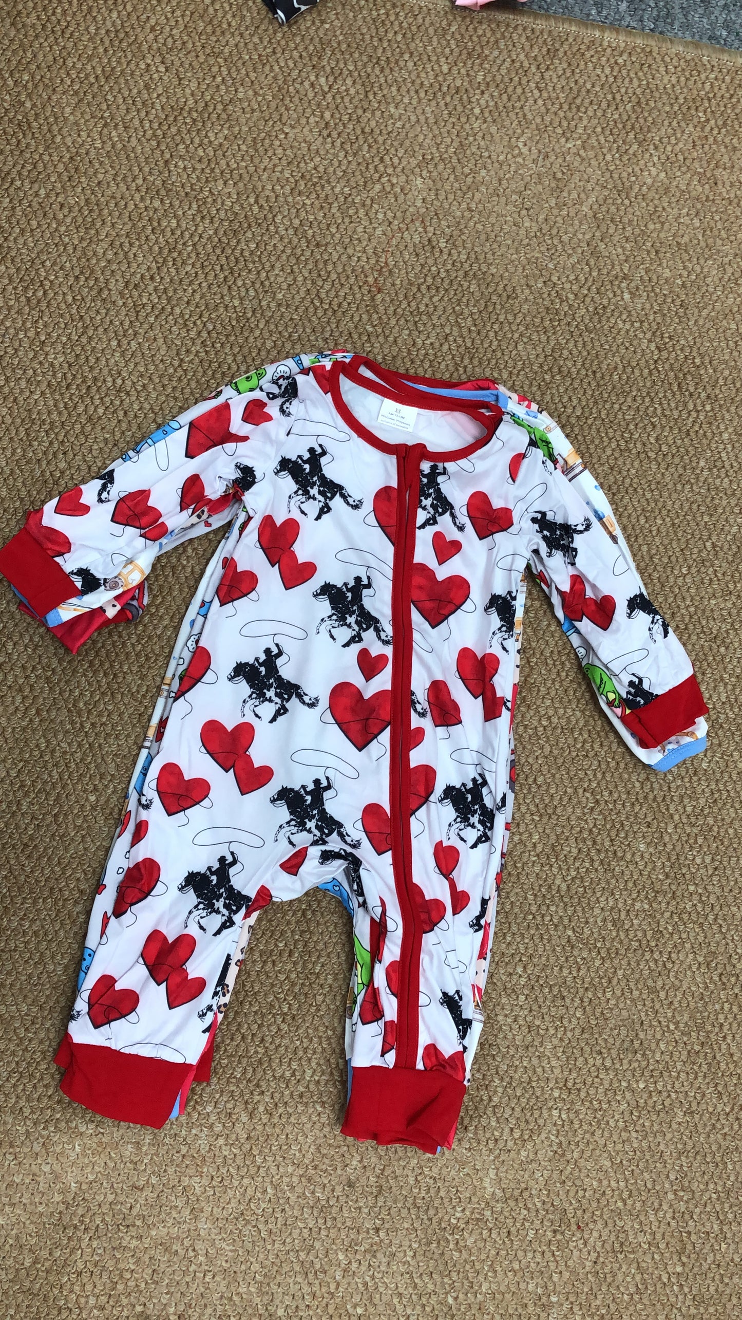 Valentine's Day Heart Zipper Long Sleeve Baby Romper Sibling Clothes RTS