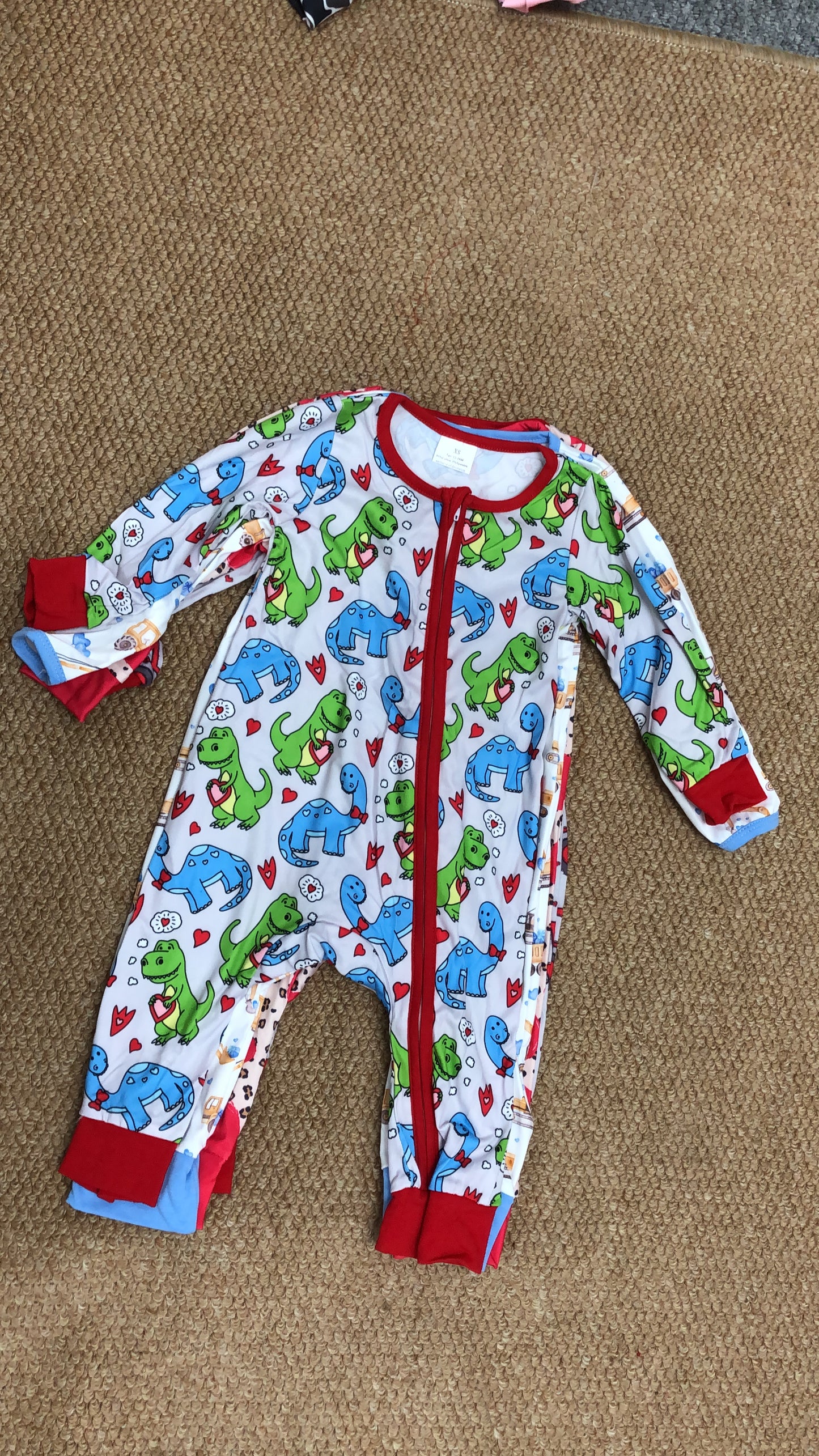 Valentine's Day Heart Zipper Long Sleeve Baby Romper Sibling Clothes RTS