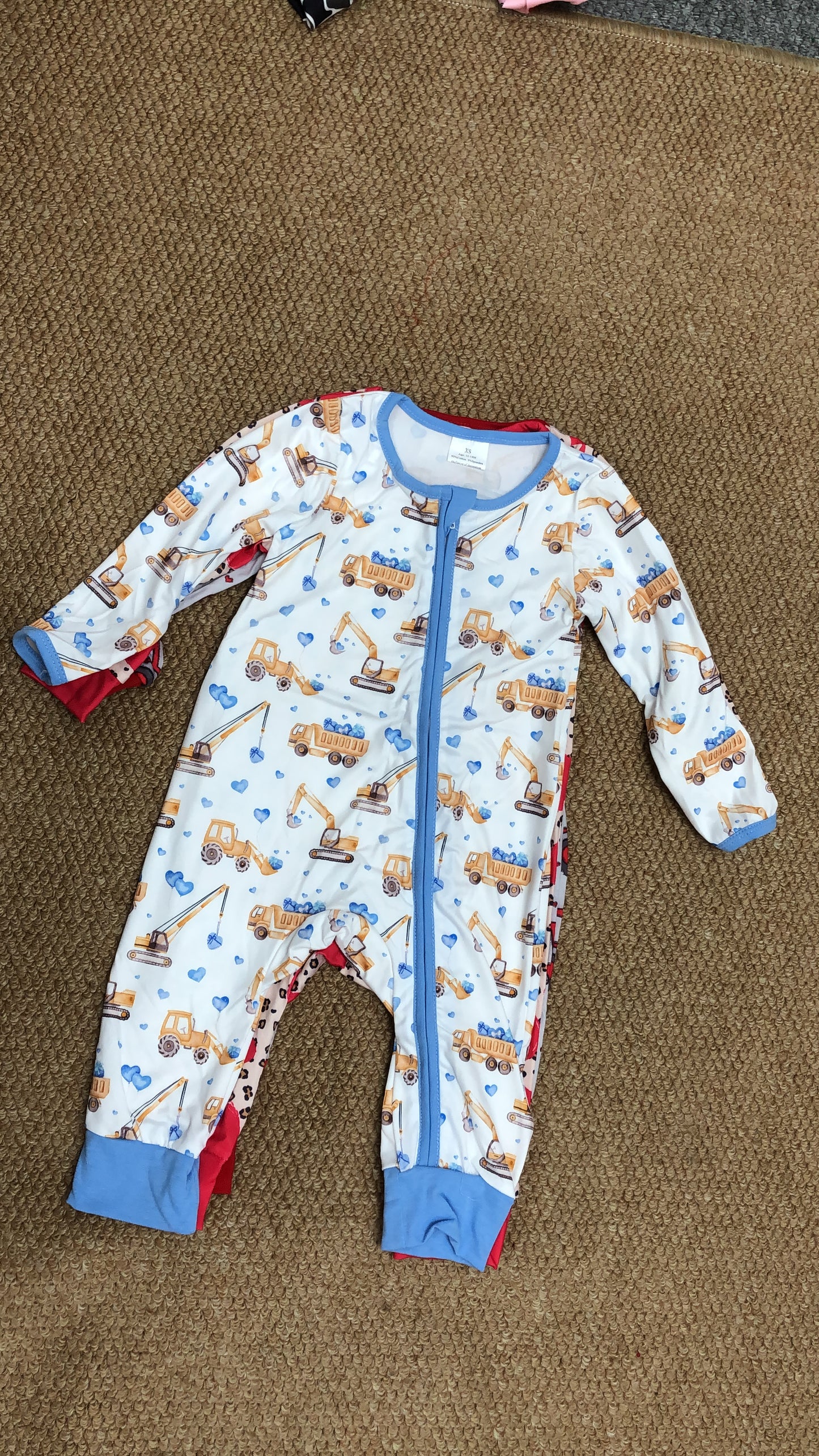 Valentine's Day Heart Zipper Long Sleeve Baby Romper Sibling Clothes RTS