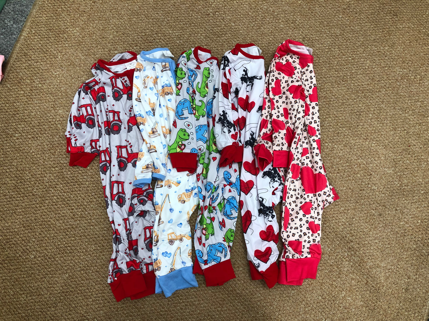 Valentine's Day Heart Zipper Long Sleeve Baby Romper Sibling Clothes RTS