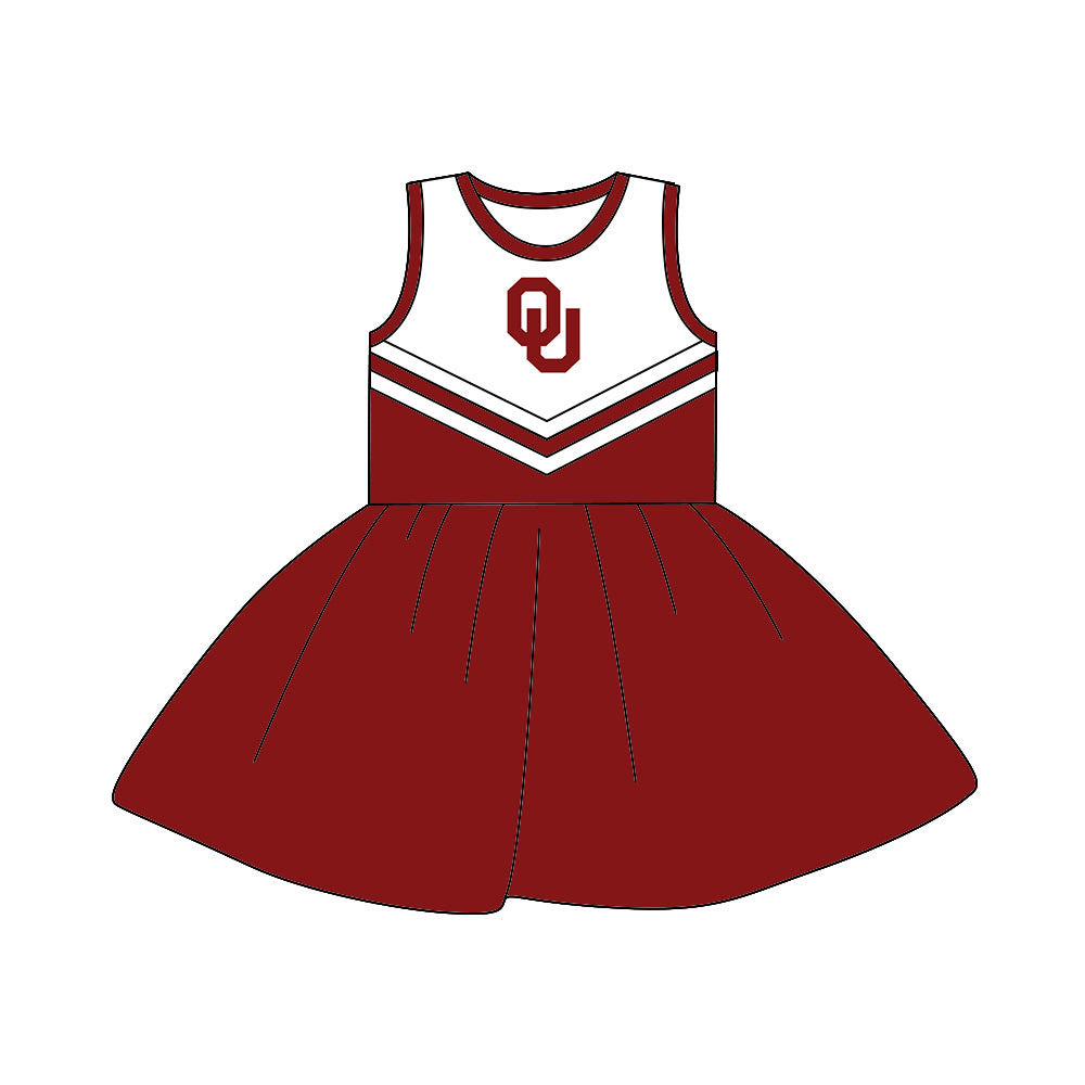 custom Team dress 19 red sleeveless girls dress