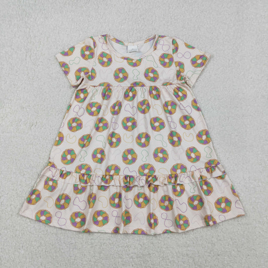 GSD2838 Mardi Gras dount short sleeve girls dress