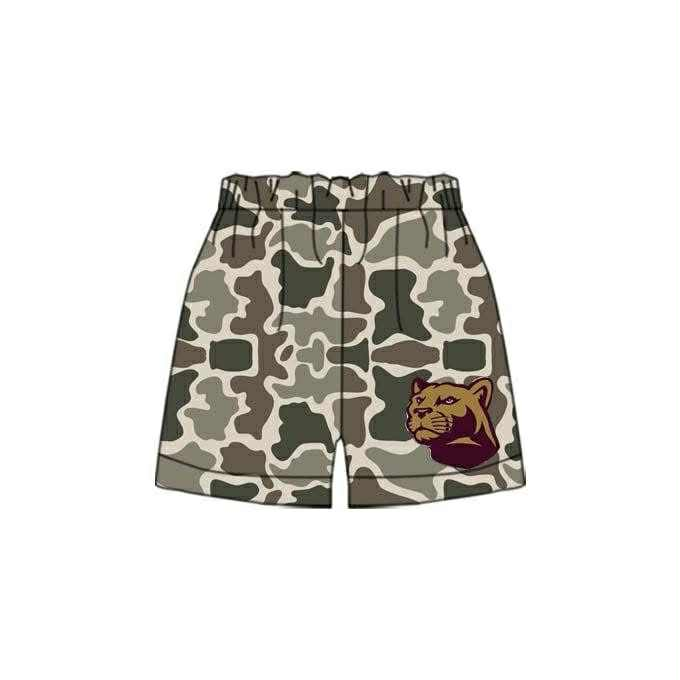 custom moq 3 football team leopard camo boys shorts