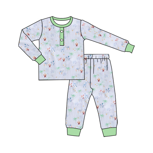 custom zoo animals green long sleeve pants boys pajamas