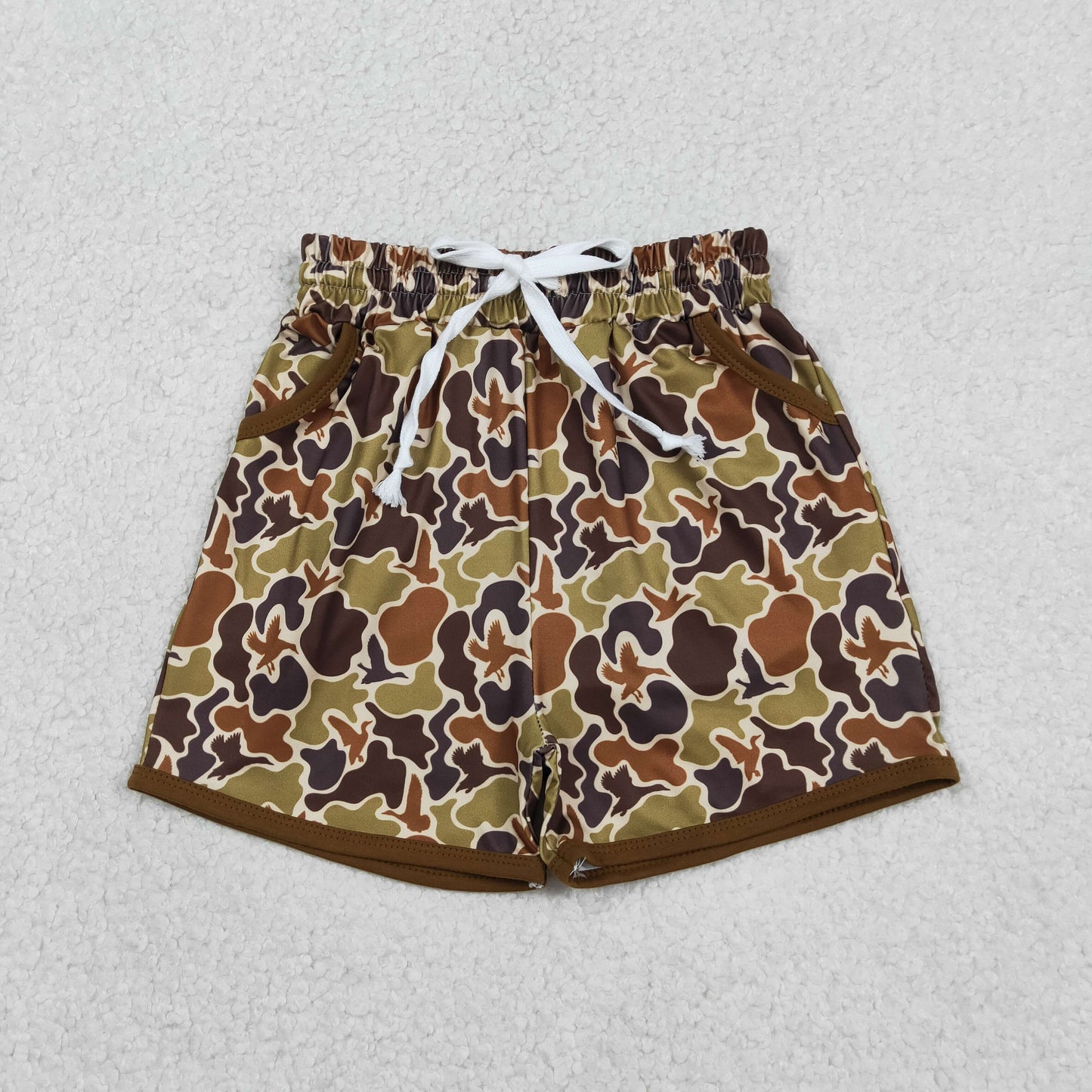 SS0673 huntig camo mallard duck brown boys shorts