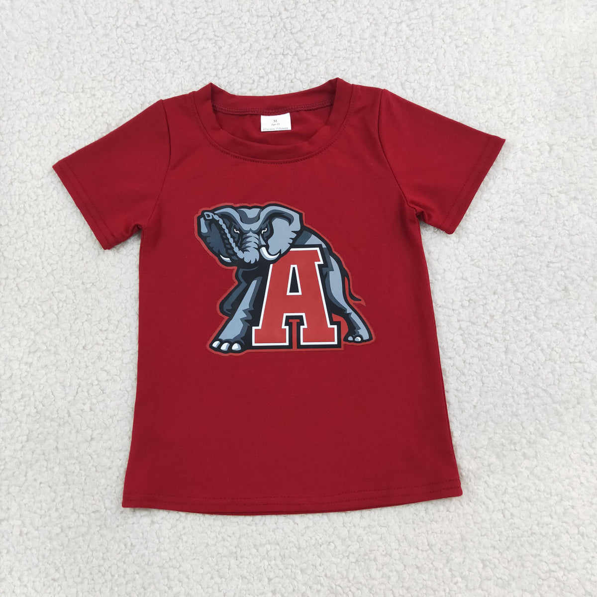 BT1883 Ofset Printing ALABAMA Maroon Short Slevve Boys Top