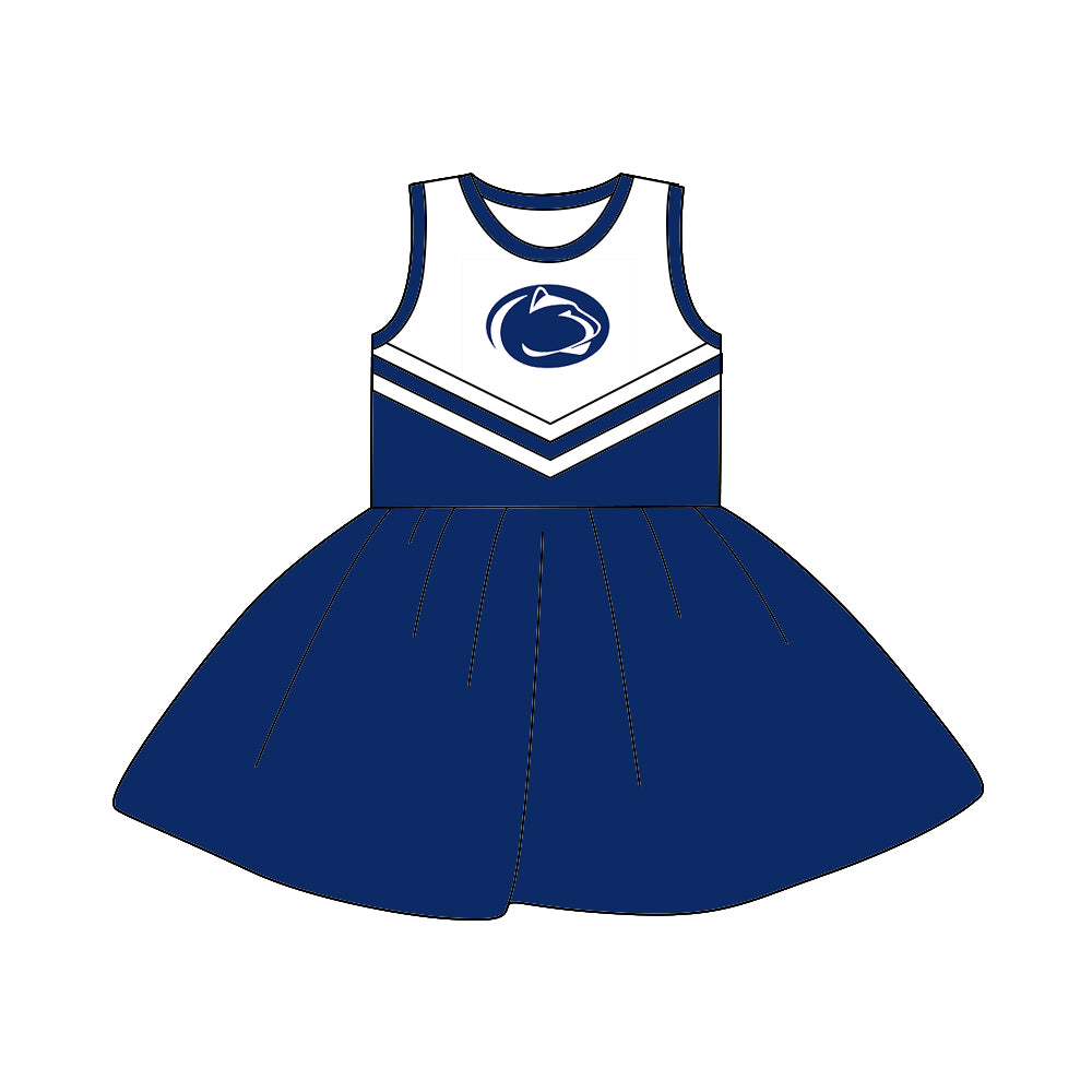 custom Team dress 22 blue sleeveless girls dress