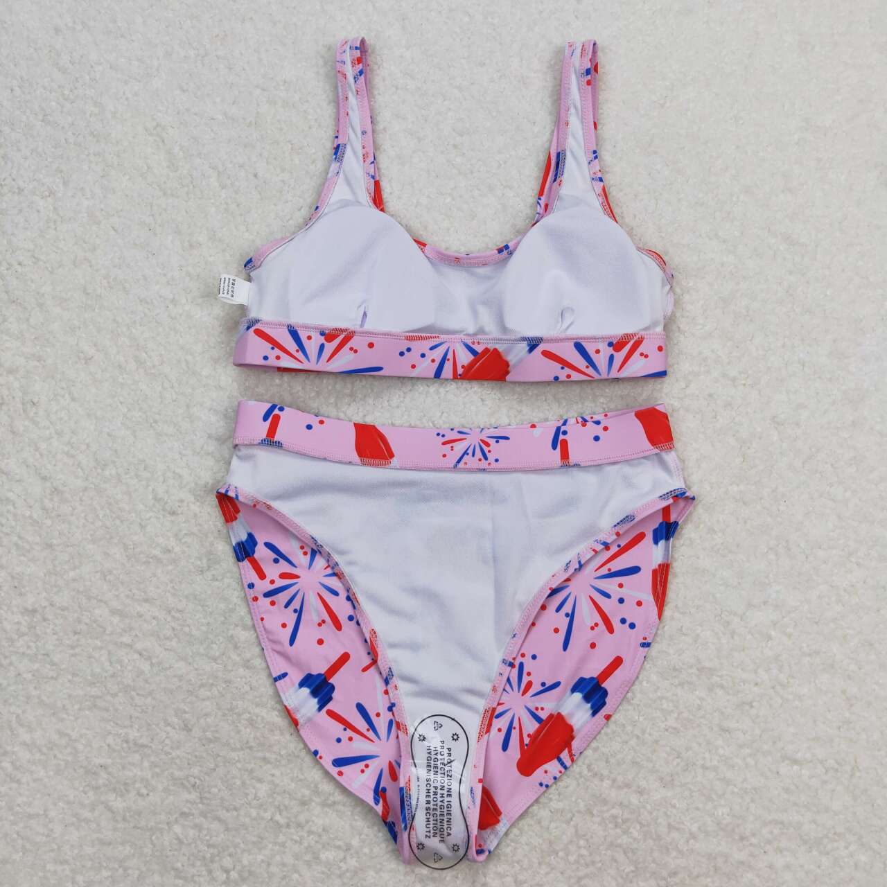 S0334 July 4th ice firework pink adult swimsuits