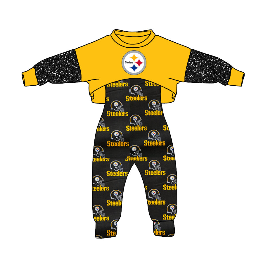 custom S 9.13  Yellow black long sleeve jumpsuit set