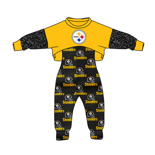 custom S 9.13  Yellow black long sleeve jumpsuit set