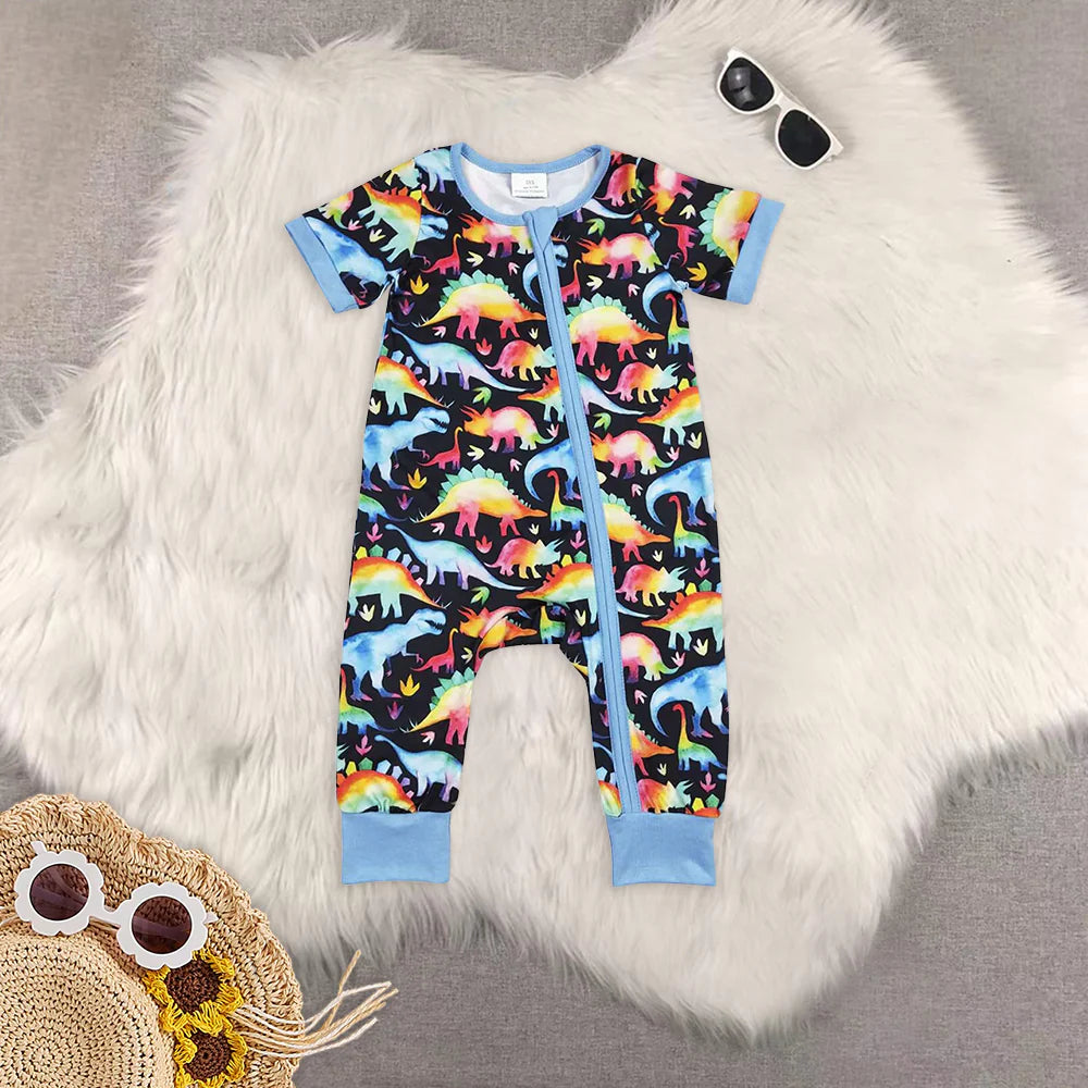 dinosaur blue dress/romper Sibling Clothes RTS