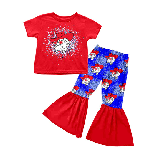 custom S 9.13 Red short sleeve blue pants girls set