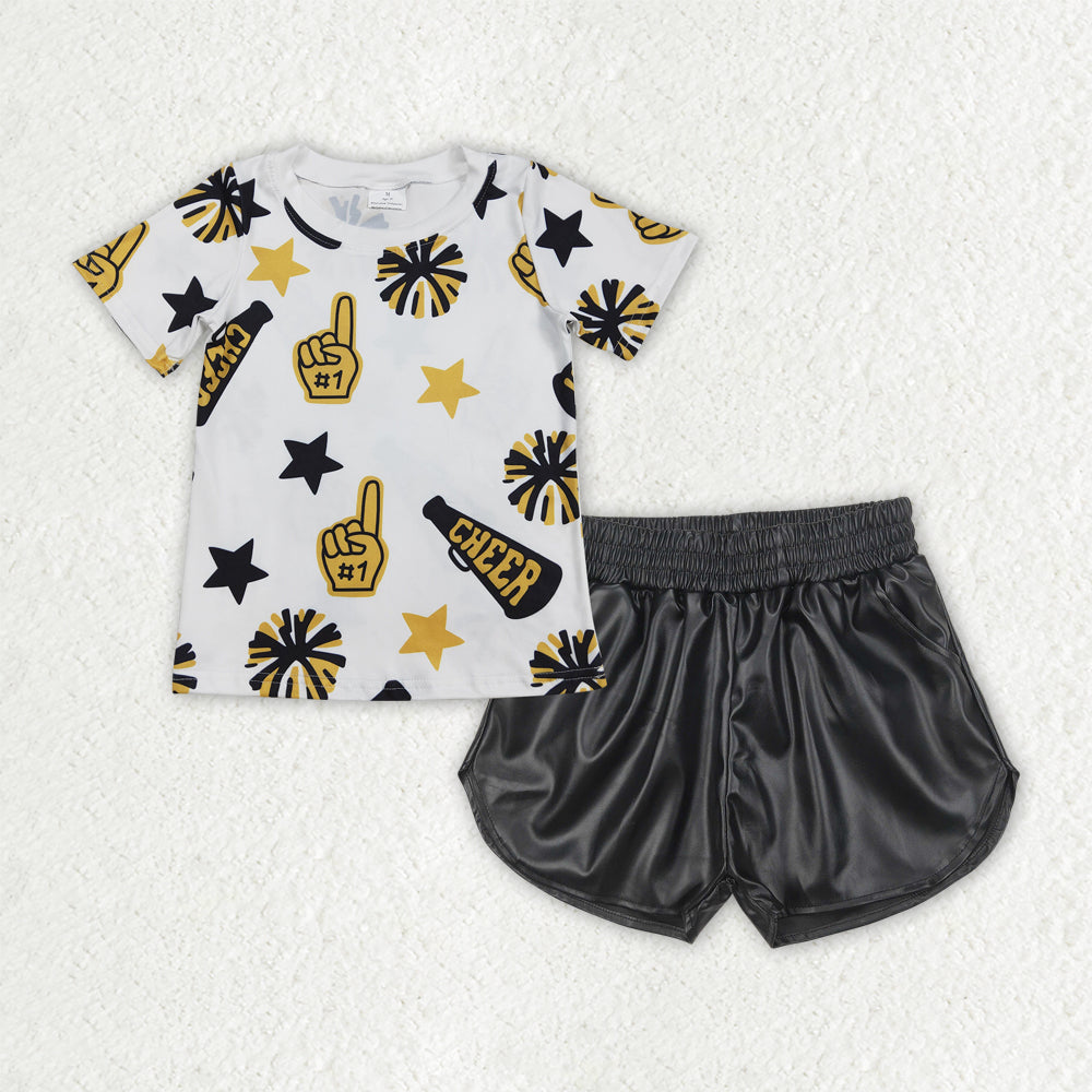 cheer top leather shorts girls set RTS Sibling Clothes