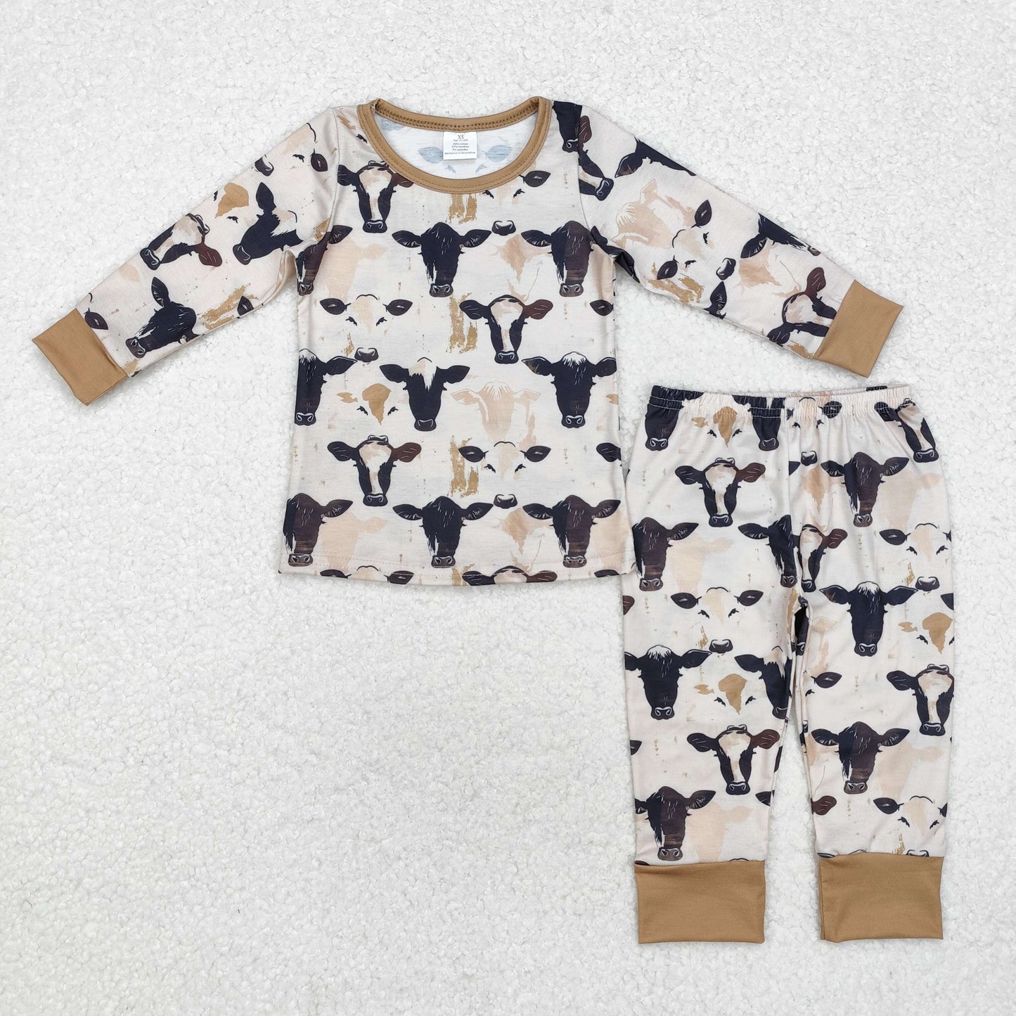 bamboo BLP0860 Farm cow khaki long sleeve pants boys pajamas