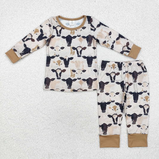 bamboo BLP0860 Farm cow khaki long sleeve pants boys pajamas