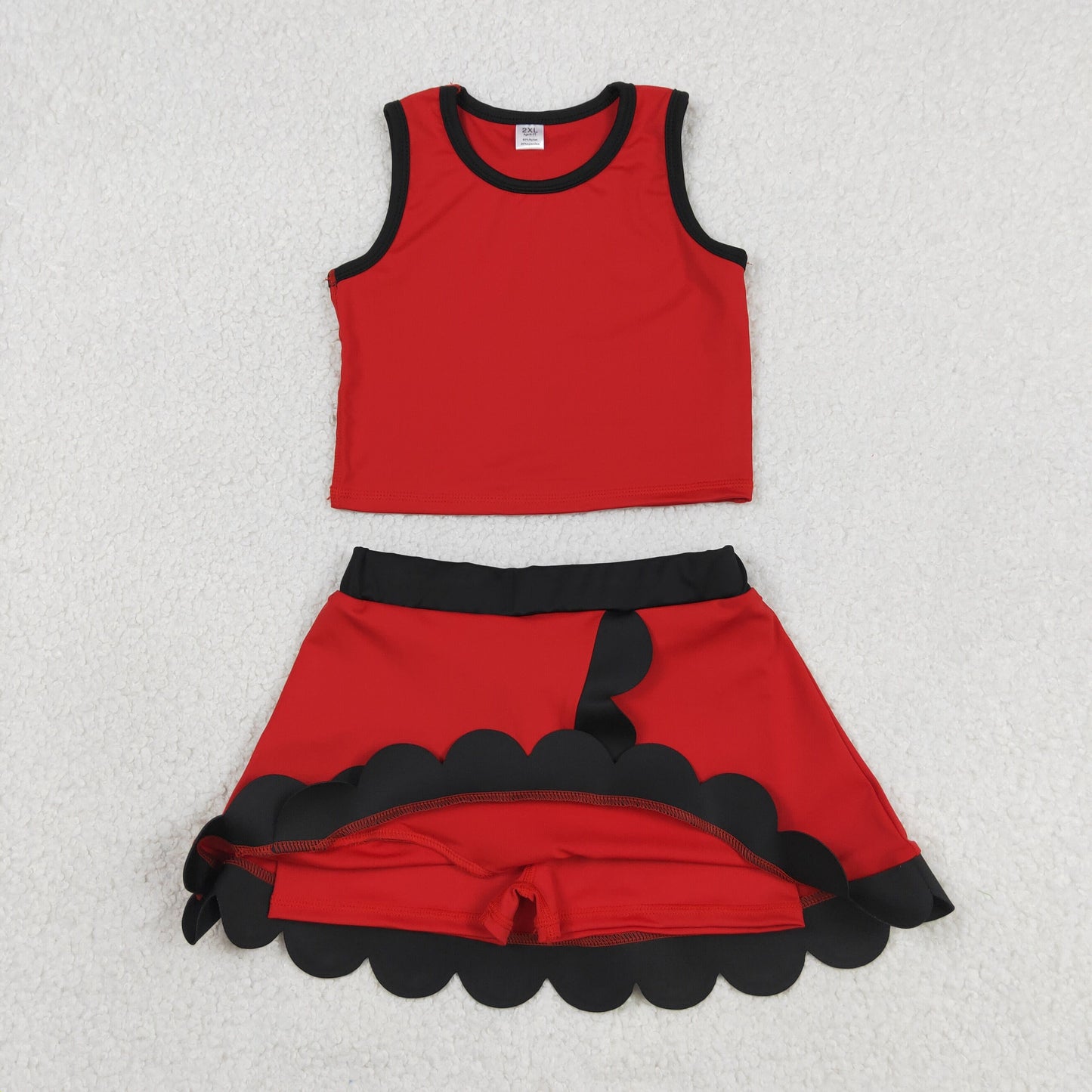 GSD4028 Yoga Red Sleeveless Skorts Girls Set