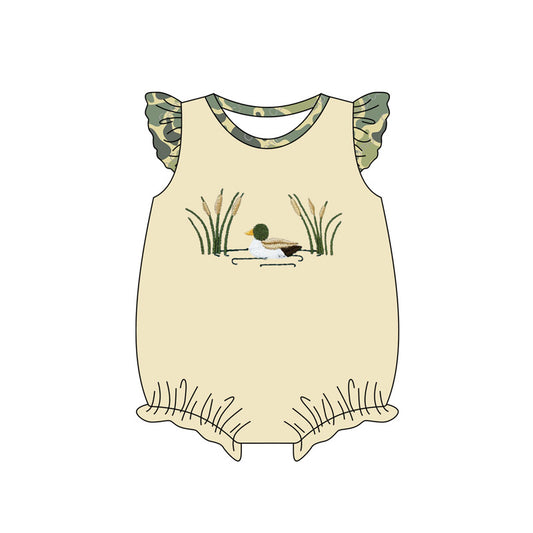 MOQ 3 Custom Hunting Mallard Duck Flutter Sleeve Girls Romper