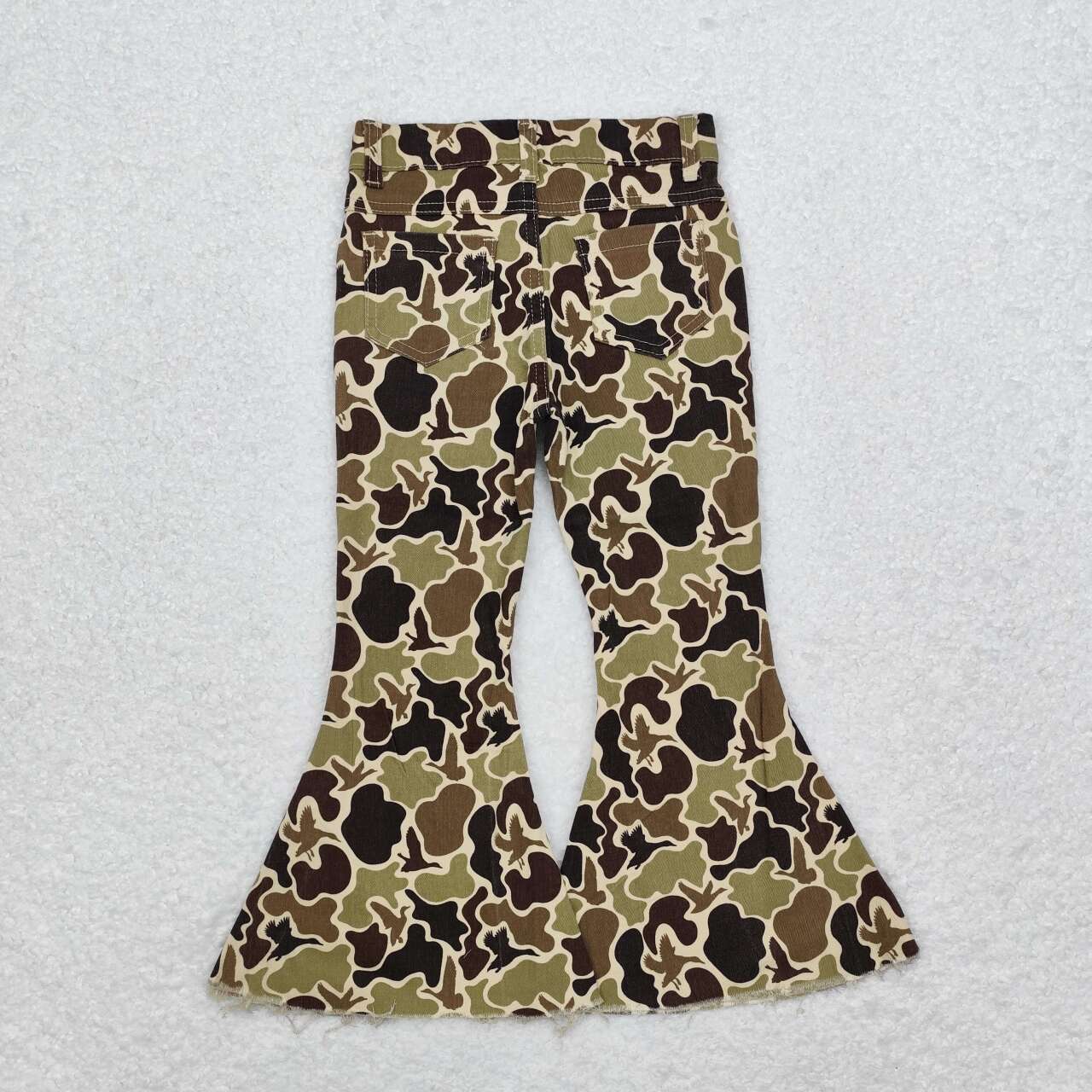 P0529 green camo girls denim pants jeans