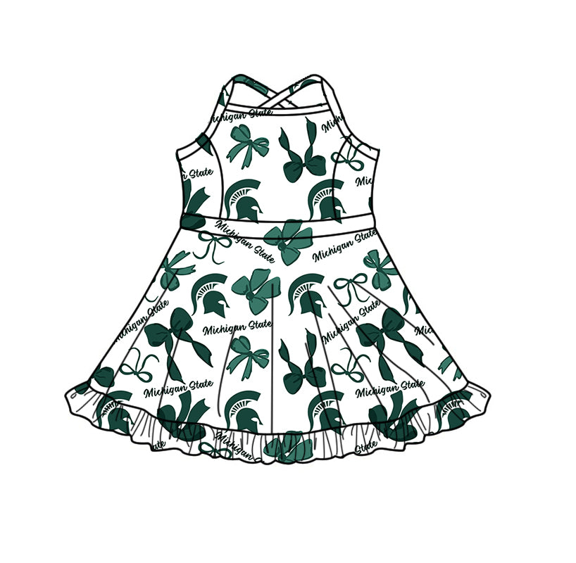 Custom Moq 3 Michigan state Bows Yoga Skorts Girls Dress