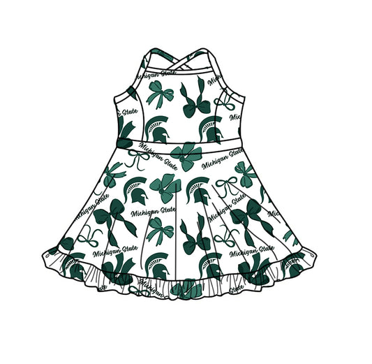 Custom Moq 3 Michigan state Bows Yoga Skorts Girls Dress