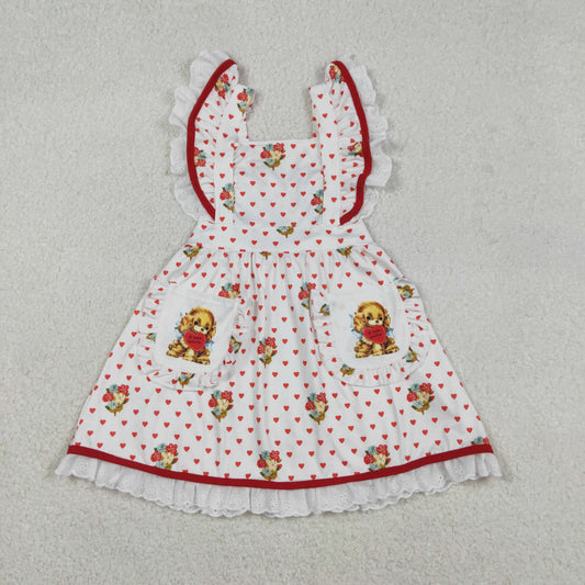 GSD2963 Valentine's Day heart flowers flutter sleeve girls dress