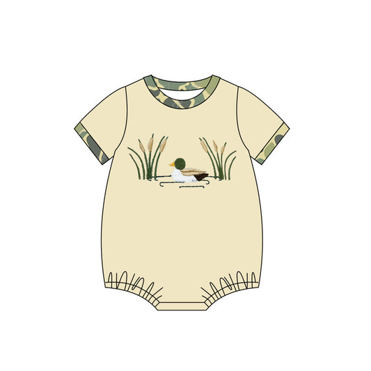 MOQ 3 Custom Hunting Mallard Duck Short Sleeve Boys Romper