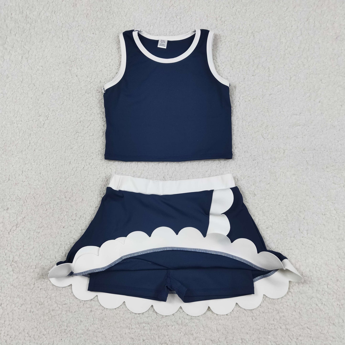 GSD4024 Yoga Navy Blue Sleeveless Skorts Girls Set