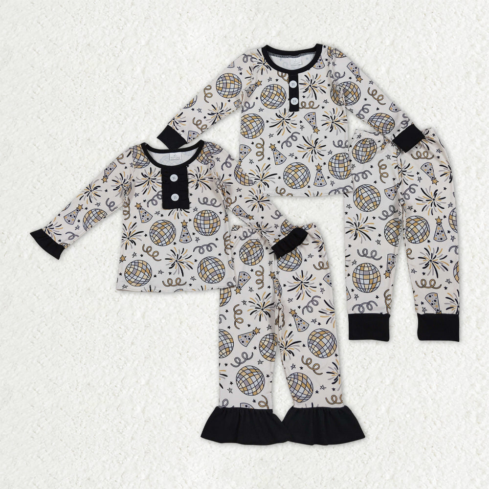 happy new year light firework pajamas RTS Sibling Clothes