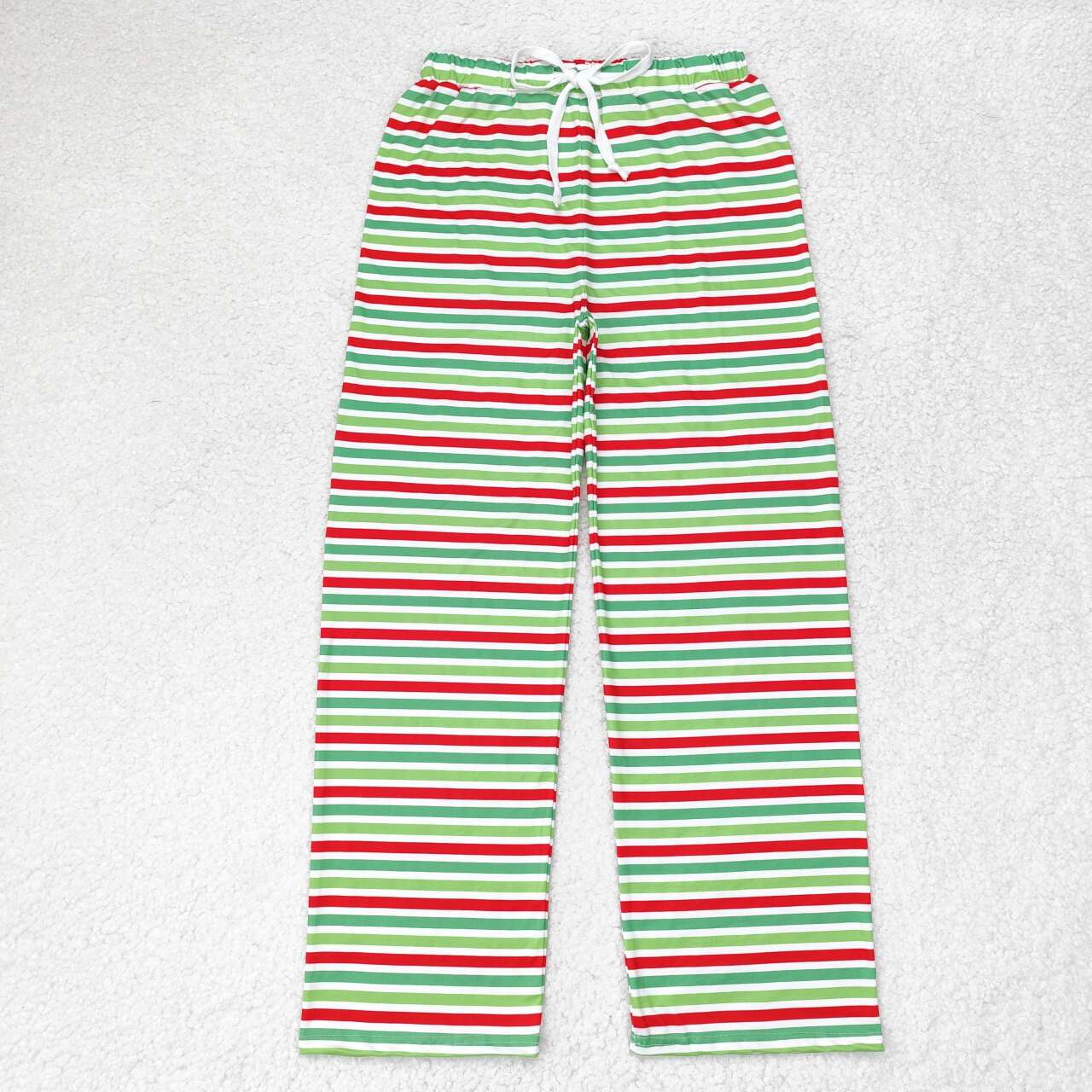 P0502 Merry Christmas green red striped adult pants