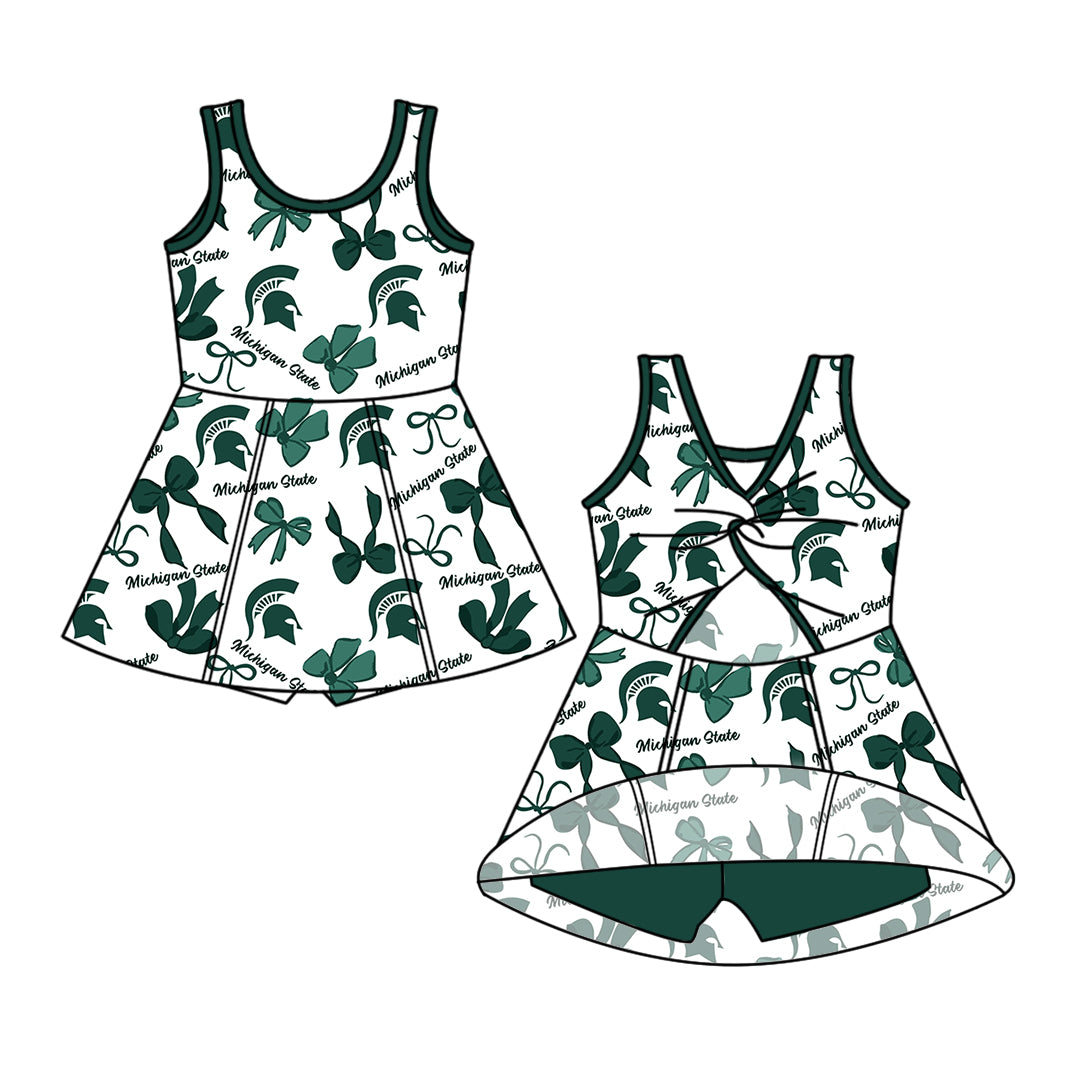 Custom Moq 3 Michigan state Bows Yoga Skorts Girls Dress