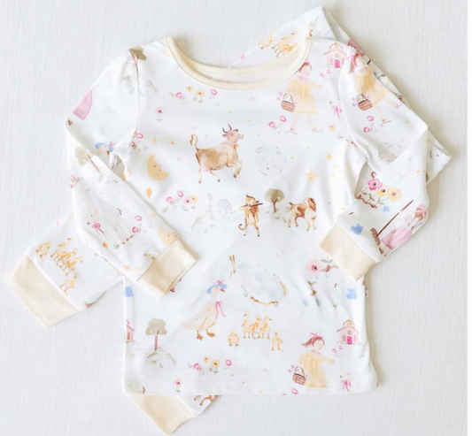 custom Farm animals cow duck rabbit long sleeve pants kids pajamas