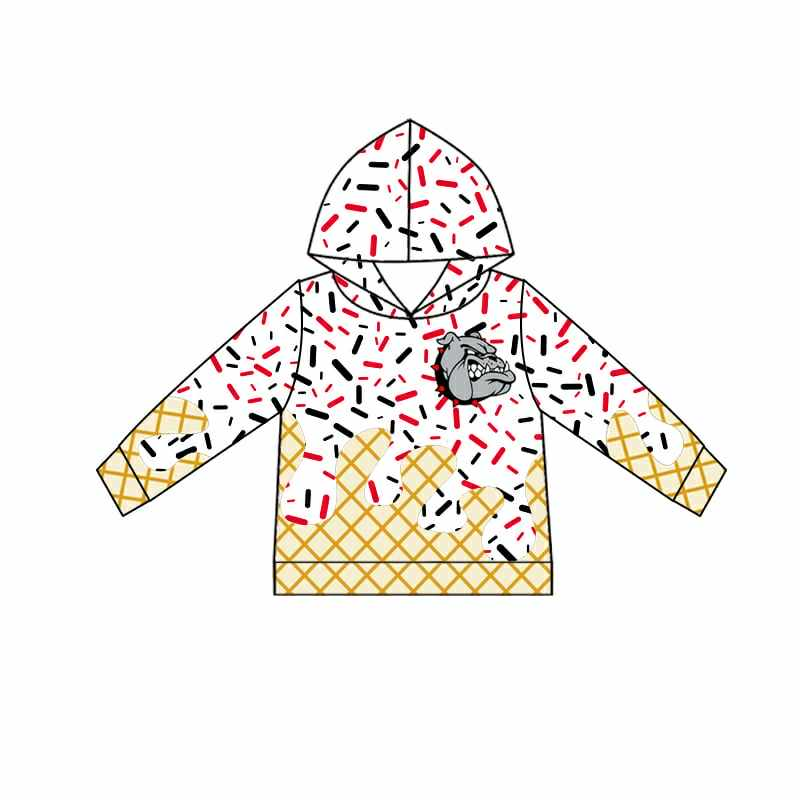 custom moq 3 football team bulldog ice hoodie long sleeve boys top