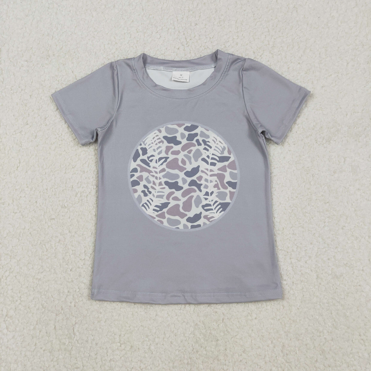 BT1430 hunting baseball camo short sleeve boys top