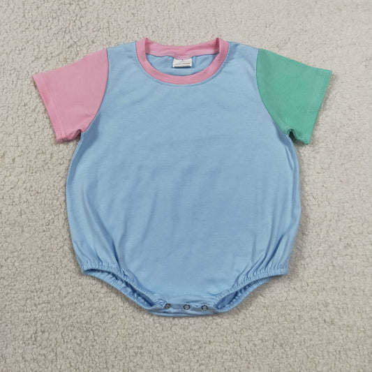 SR4269 Blue Short Sleeve Boys Romper