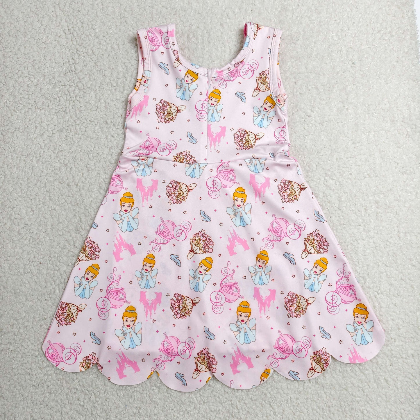 GSD2489 yoga cartoon princess castle sleeveless with shorts girls dress