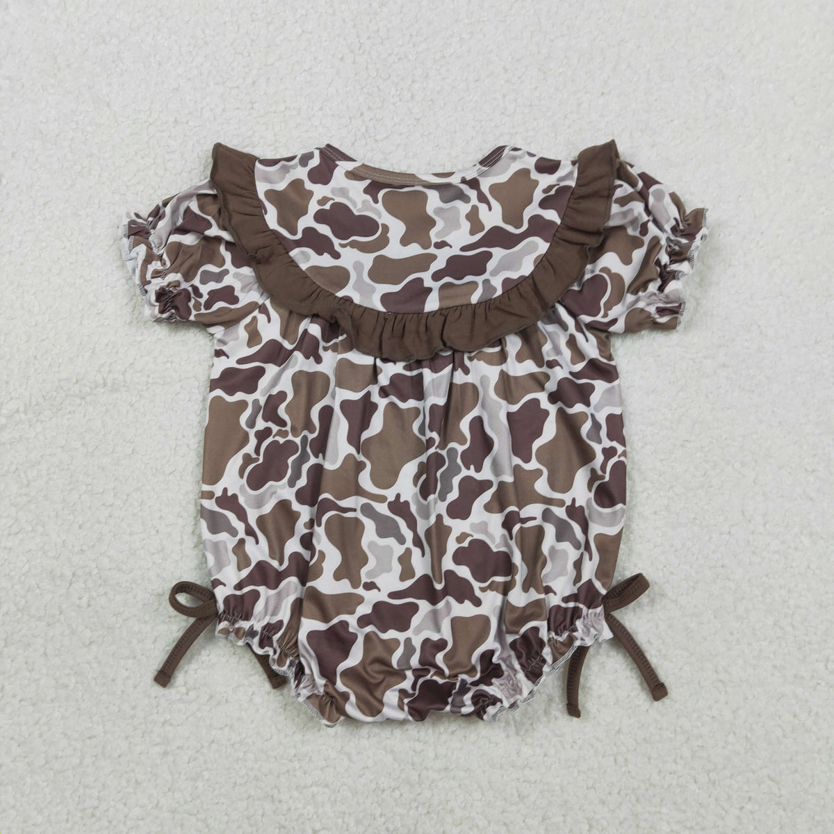 SR3888 Mama's Bestie Camo Bows Short Sleeve Girls Romper
