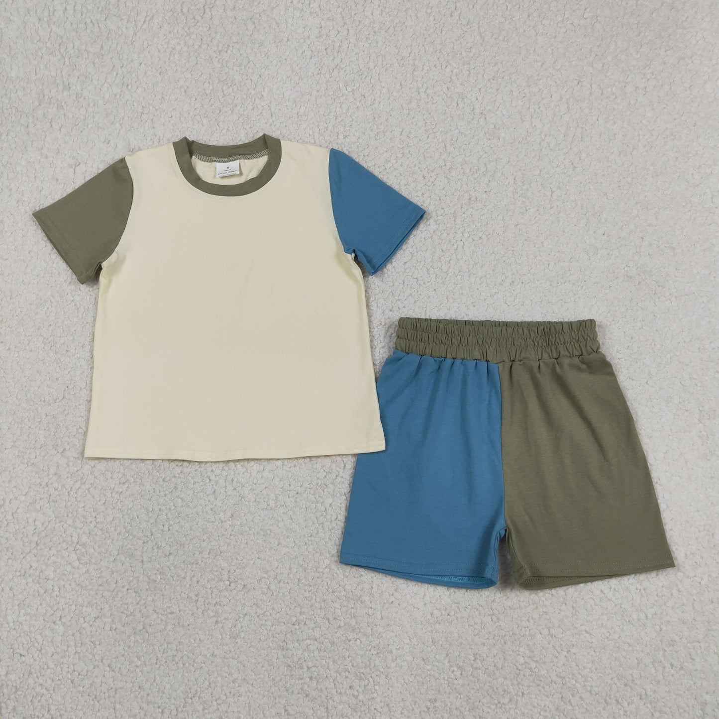 BSSO1976 Grey Blue Short Sleeve Shorts Boys Set
