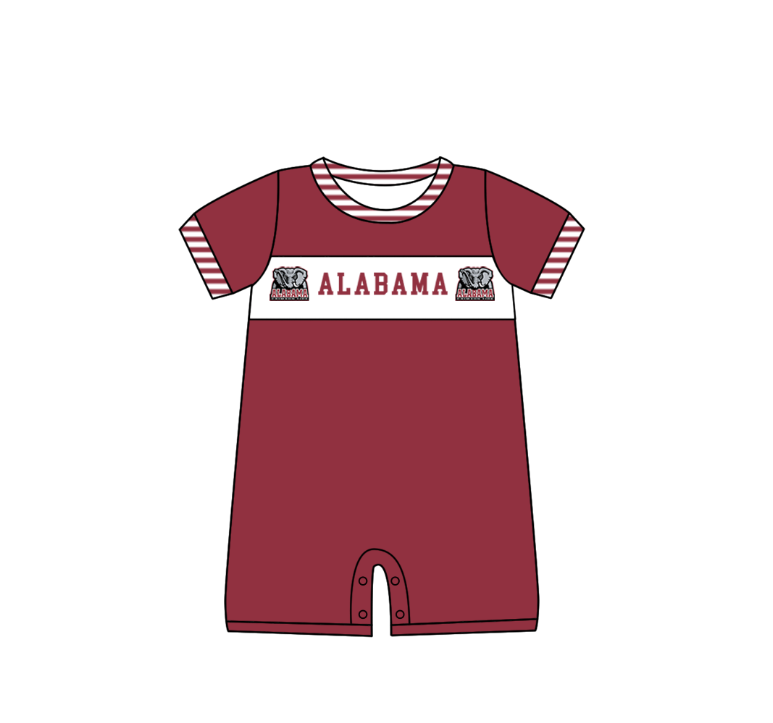 Custom Moq 3 Football Team Arkansas Red Short Sleeve Boys Romper