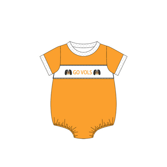 Custom Moq 3 Football Team Tennessee Go Vols Yellow Short Sleeve Boys Romper