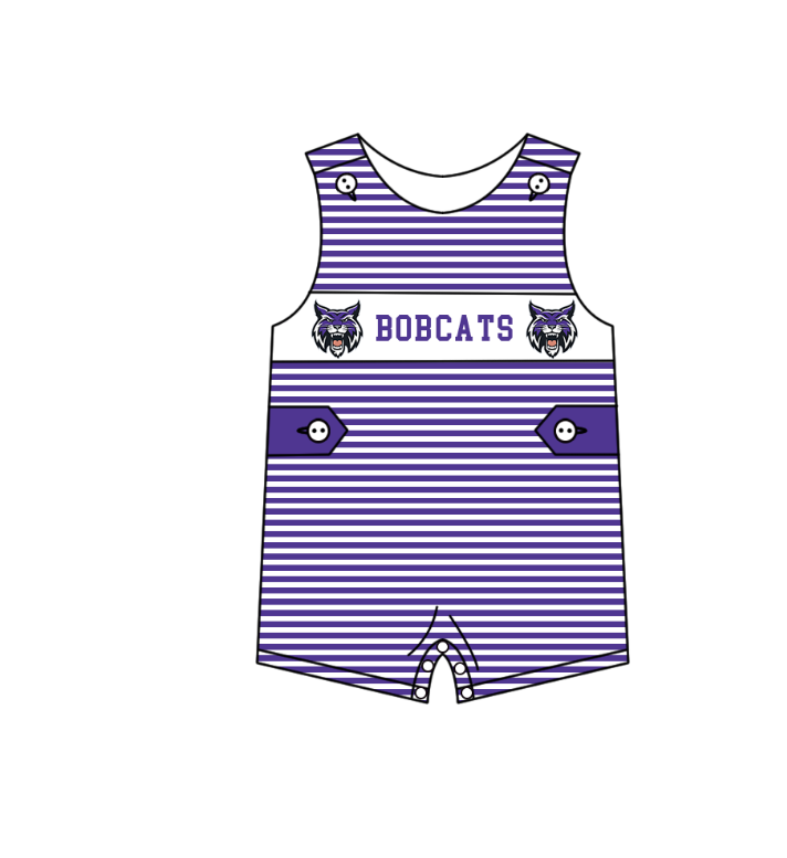 Custom Moq 3 Football Item Purple Bobcats Sleeveless Boys Romper