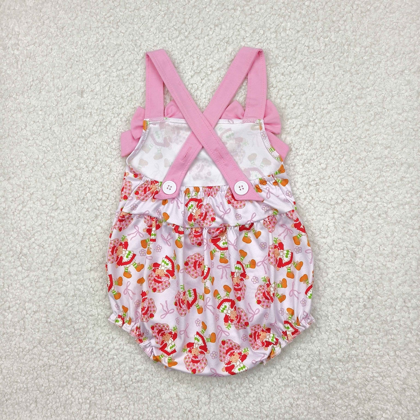 SR2933 cute strawberry girl pink bows girls romper