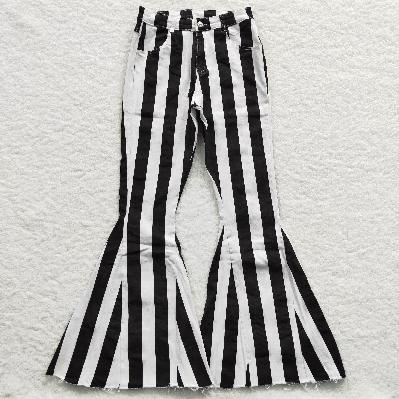 P0121 Black Striped Print Adult Denim Jeans