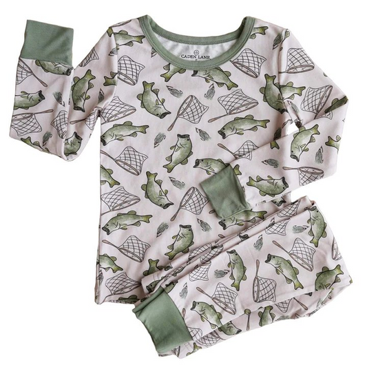 preorder Fish Green Long Sleeves Boys Kids Pajamas