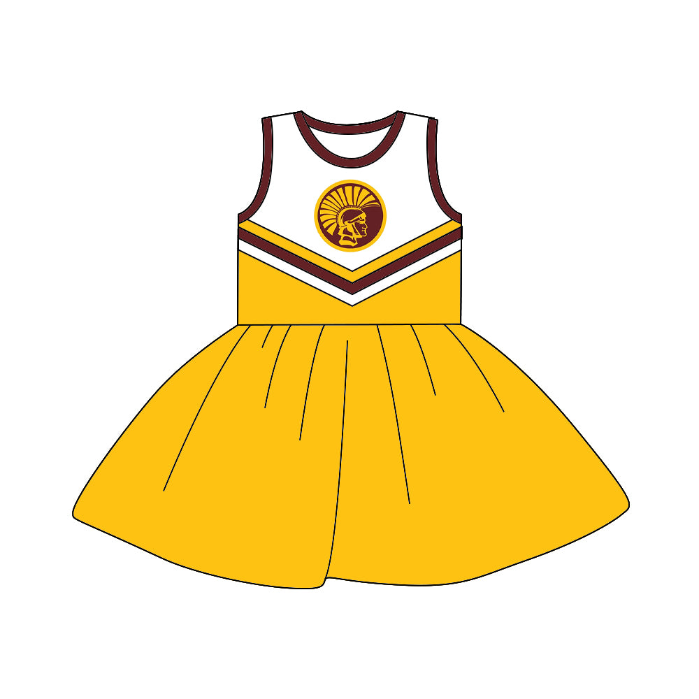 8.2 custom Team 02 yellow sleeveless cheerleader dress