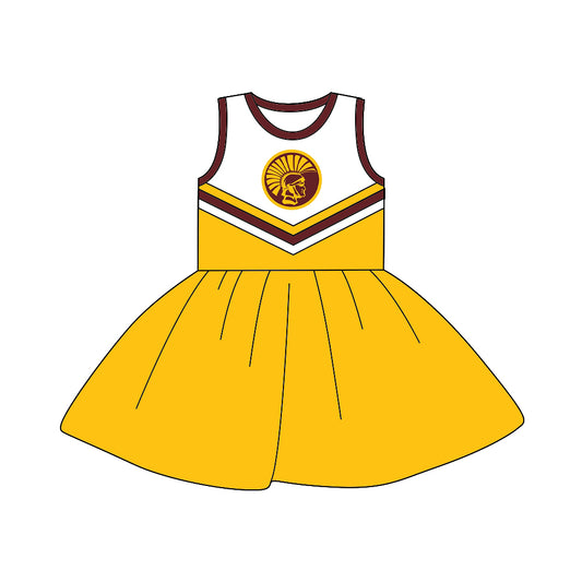 8.2 custom Team 02 yellow sleeveless cheerleader dress