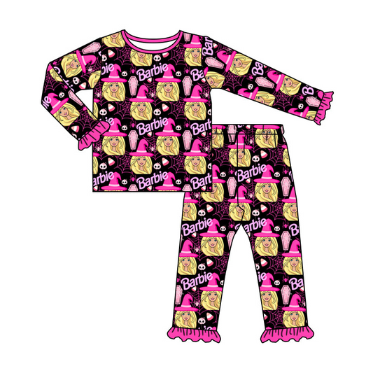 custom S 8.12 BA cartoon hot pink long sleeve pants girls pajamas