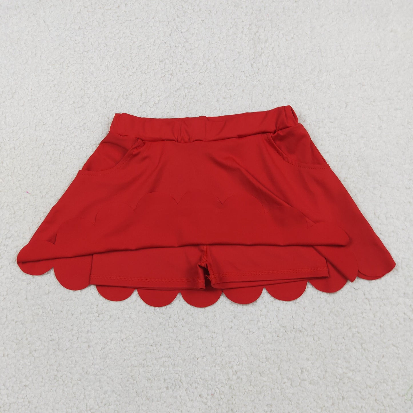 GLK0235 Yoga Scallop Red  Skorts Girls Skirts