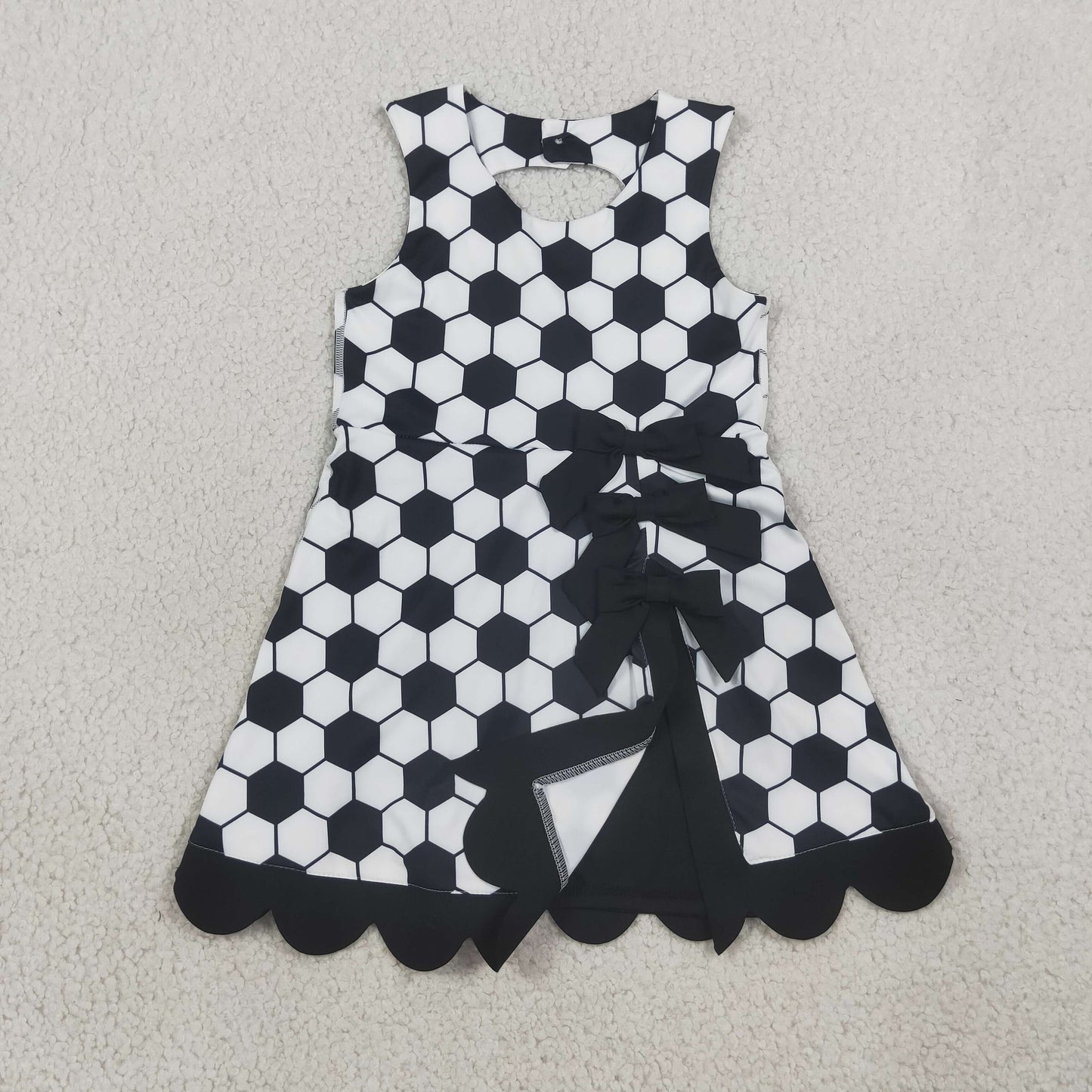 GSD4102 Yoga Black Soccer Bows Sleeveless Skorts Girls Dress
